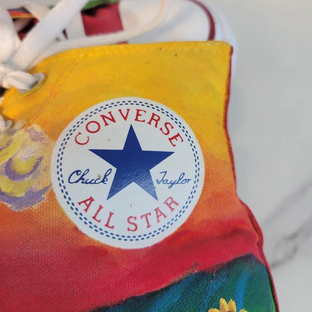 Converse Chuck Taylor All Star High Top Hand Painted Sunflower Bee Womens 9
